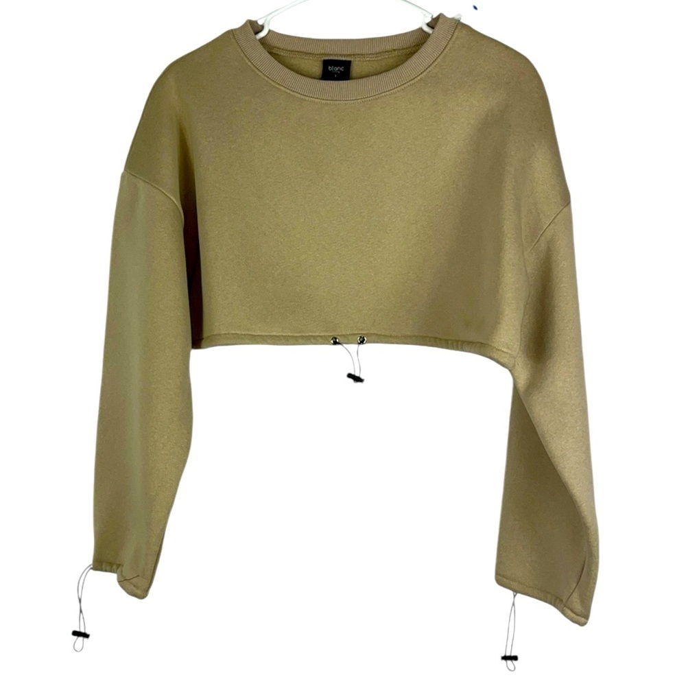 blanc cropped toggle pull long sleeve sweatshirt Sz S